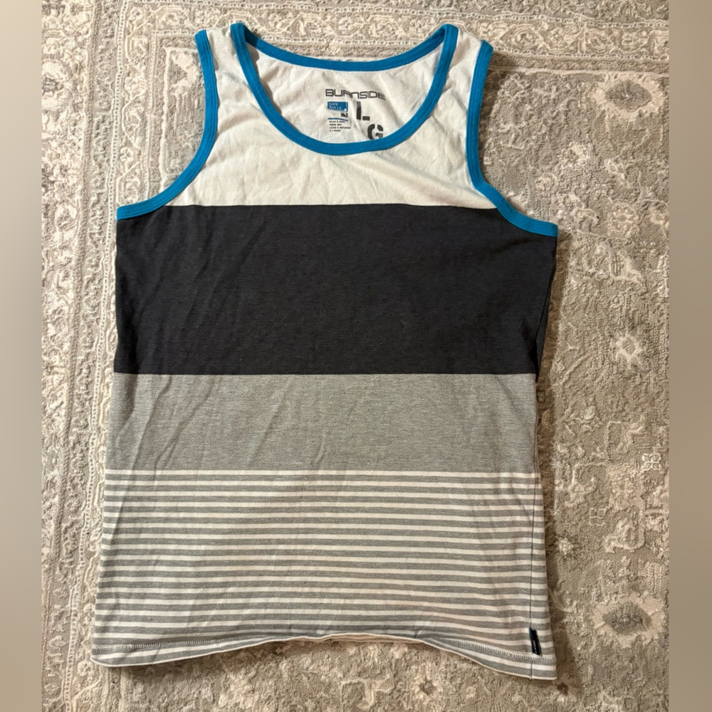 Burnside Gray and Black Striped Tank Top